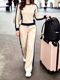 Contrast Side Stripes Top and Pants Set