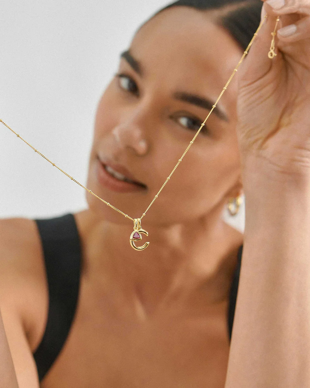 18K gold letters with birthstone design exquisite dazzling necklace