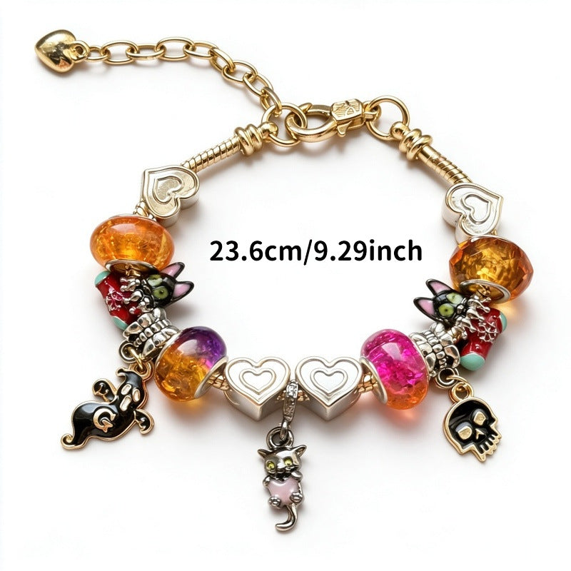Halloween Black Cat Beaded Bracelet