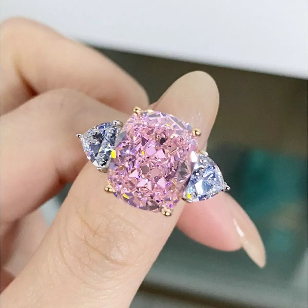 925 Sterling Silver Zircon Geometric Ring