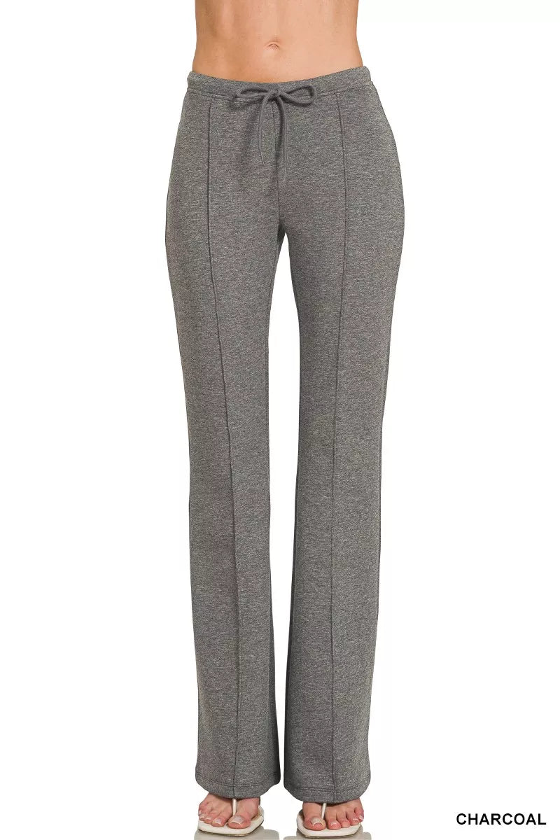 Zenana Drawstring Scuba Stretch Pintuck Pants