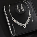 European And American Lace Rhinestone Silver Necklace Earrings Bracelet Niche Elegant Clavicle Chain Fashion Accessible Luxury Jewelry Set