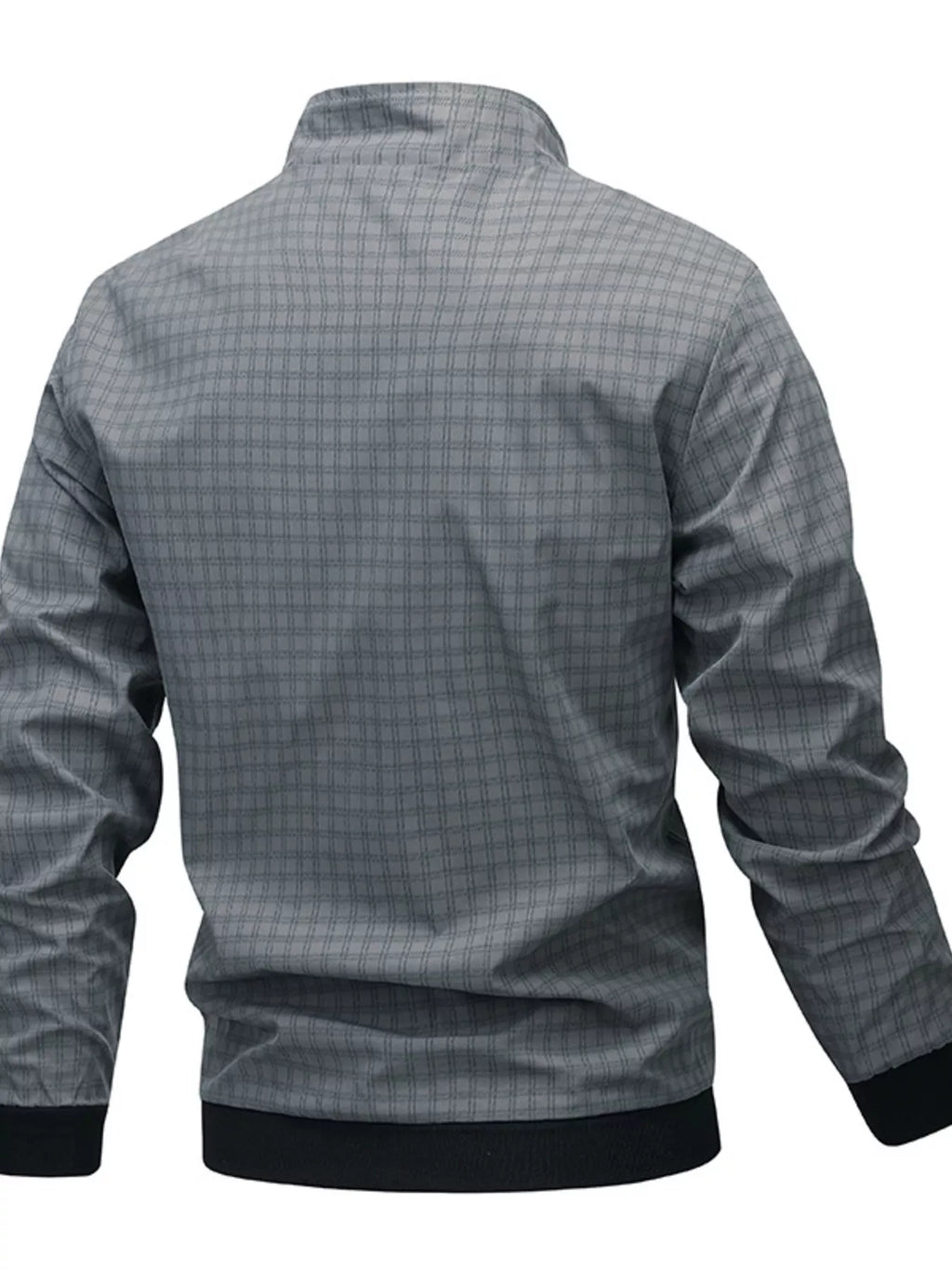 Men's Plus Size Plaid Lightweight Zip-Up Jacket