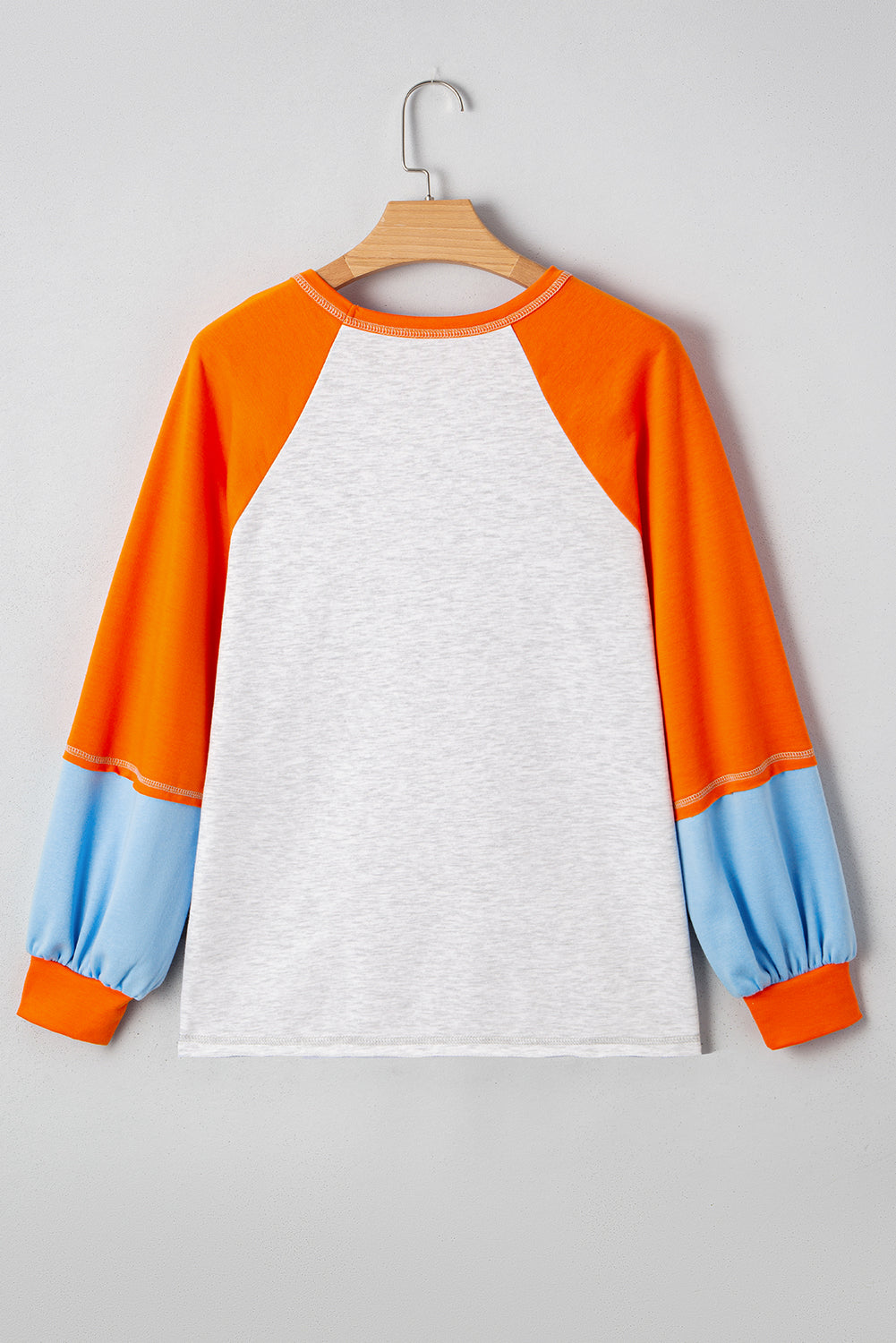 Colorblock Contrast Stitch Raglan Sleeve Top
