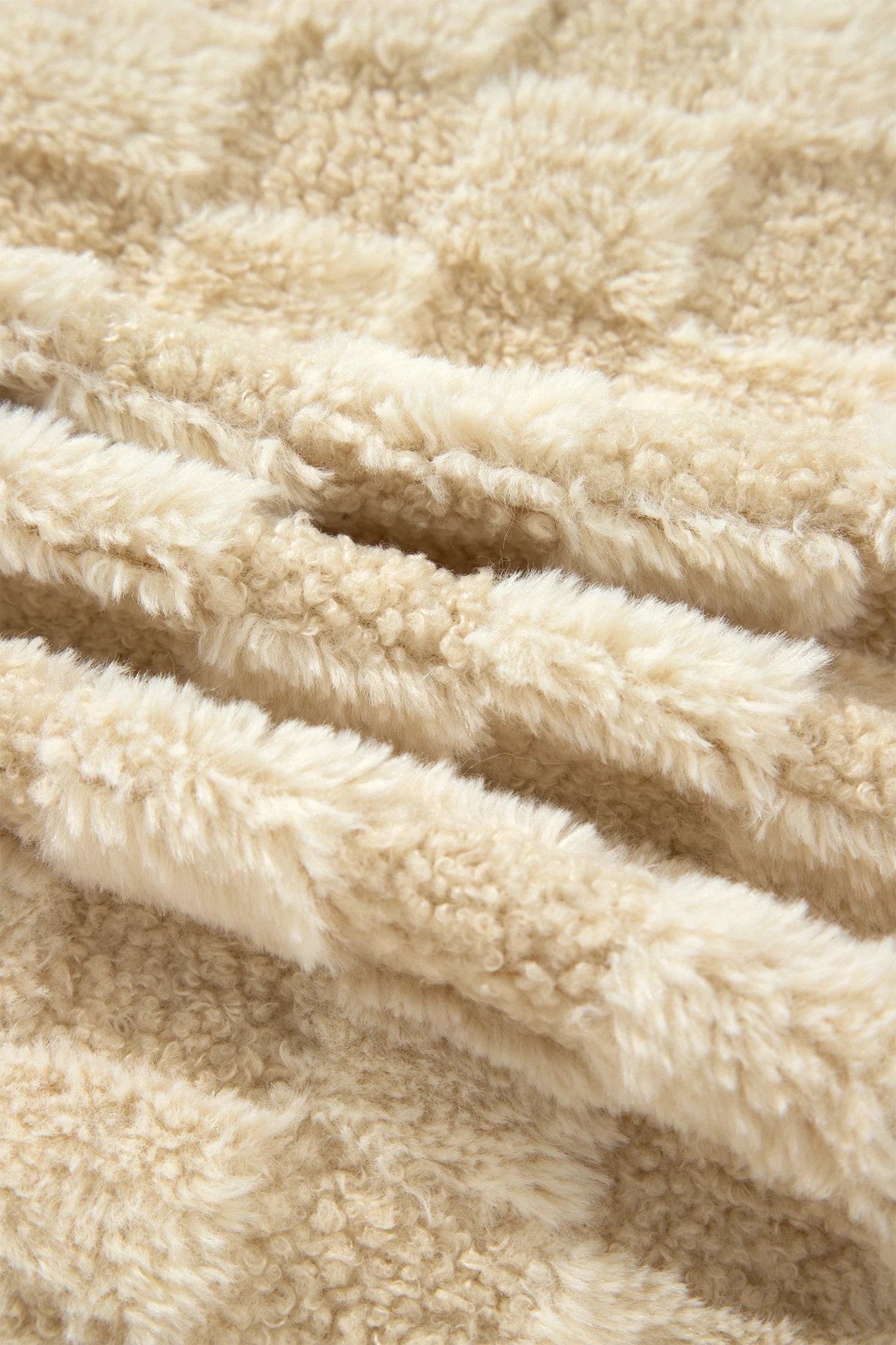 Checker Plush Fleece Corduroy Trim Buttoned Shacket