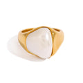 18K gold inlaid irregular pearl design trendy personality ring
