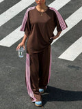 Striped Short Sleeve Top and Pants Set