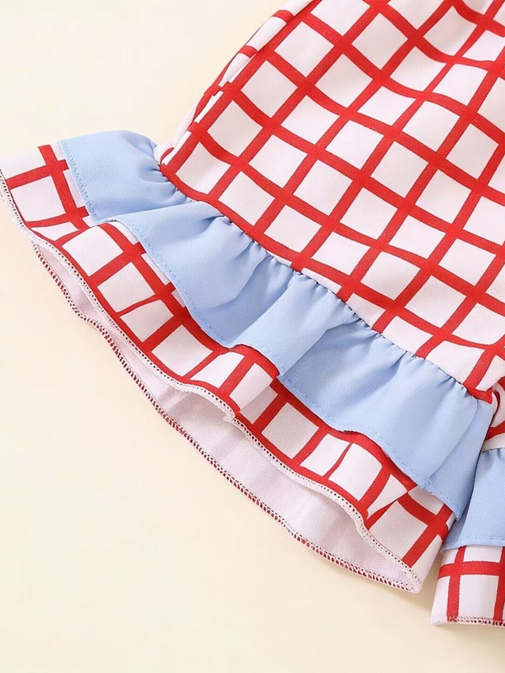 Children's Baseball Embroidered Ruffle Trim Top and Shorts Set