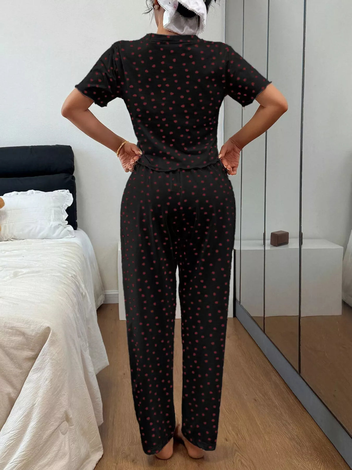 Polka Dot Short Sleeve Top and Shorts Set