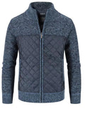 Men's Plus Size Quilted Panel Zip-Up Sweater Cardigan