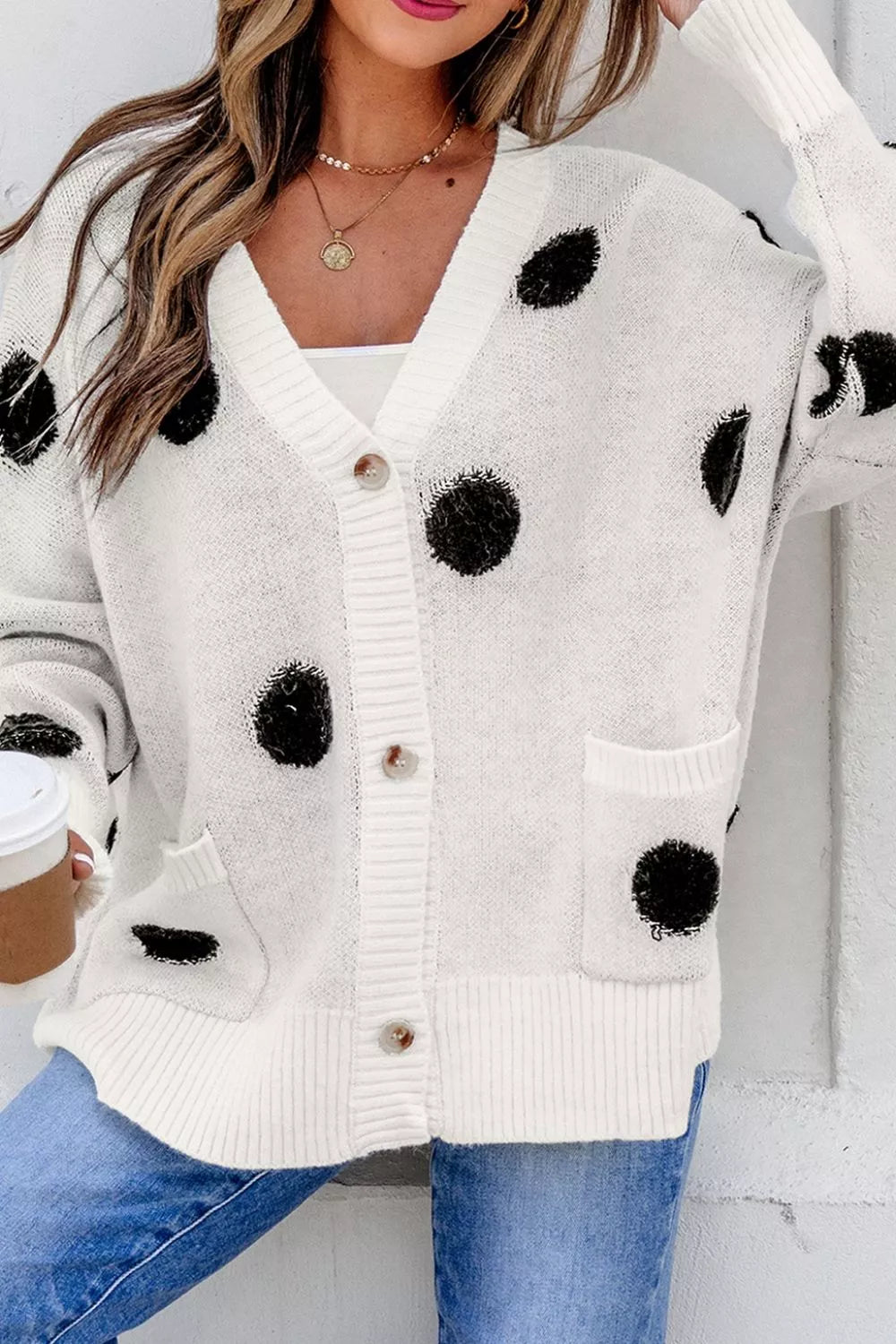 Polka Dot Button Up Cardigan
