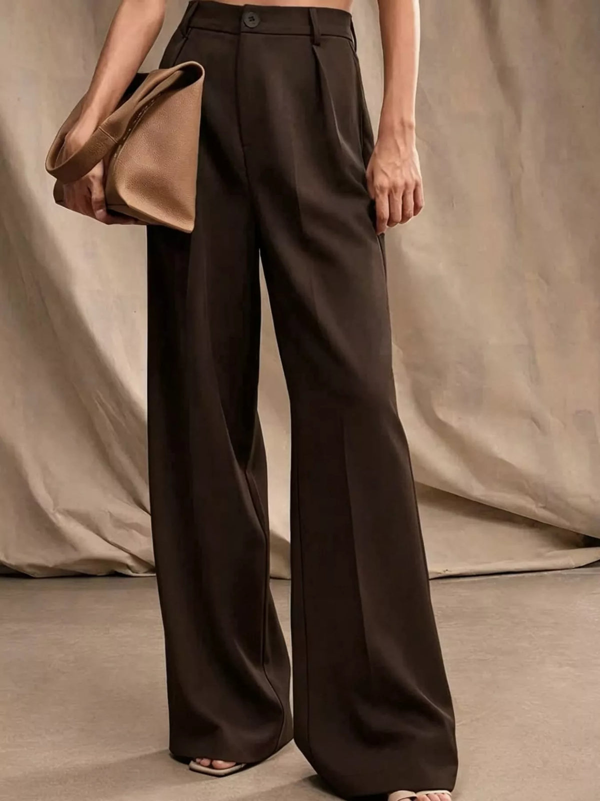 High-Waisted Pleated Wide-Leg Pants