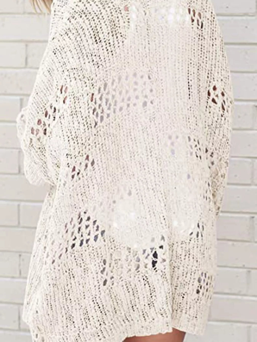 Openwork Open Front Lightweight Cardigan