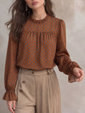 Printed Flounce Sleeve Blouse