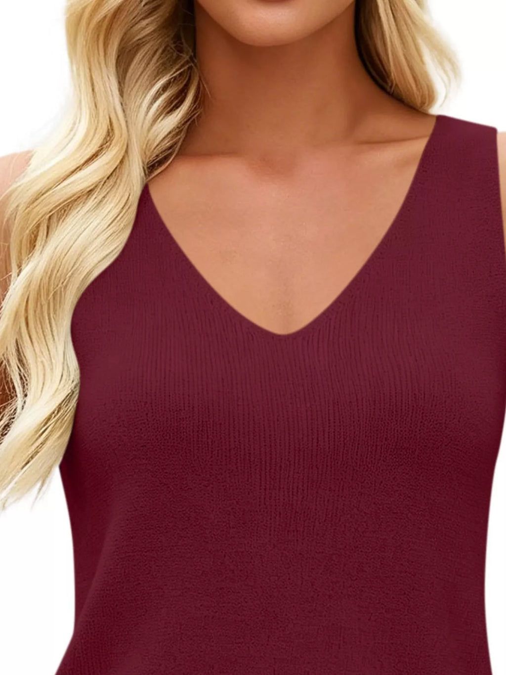 V-Neck Ribbed Knit Tank Top