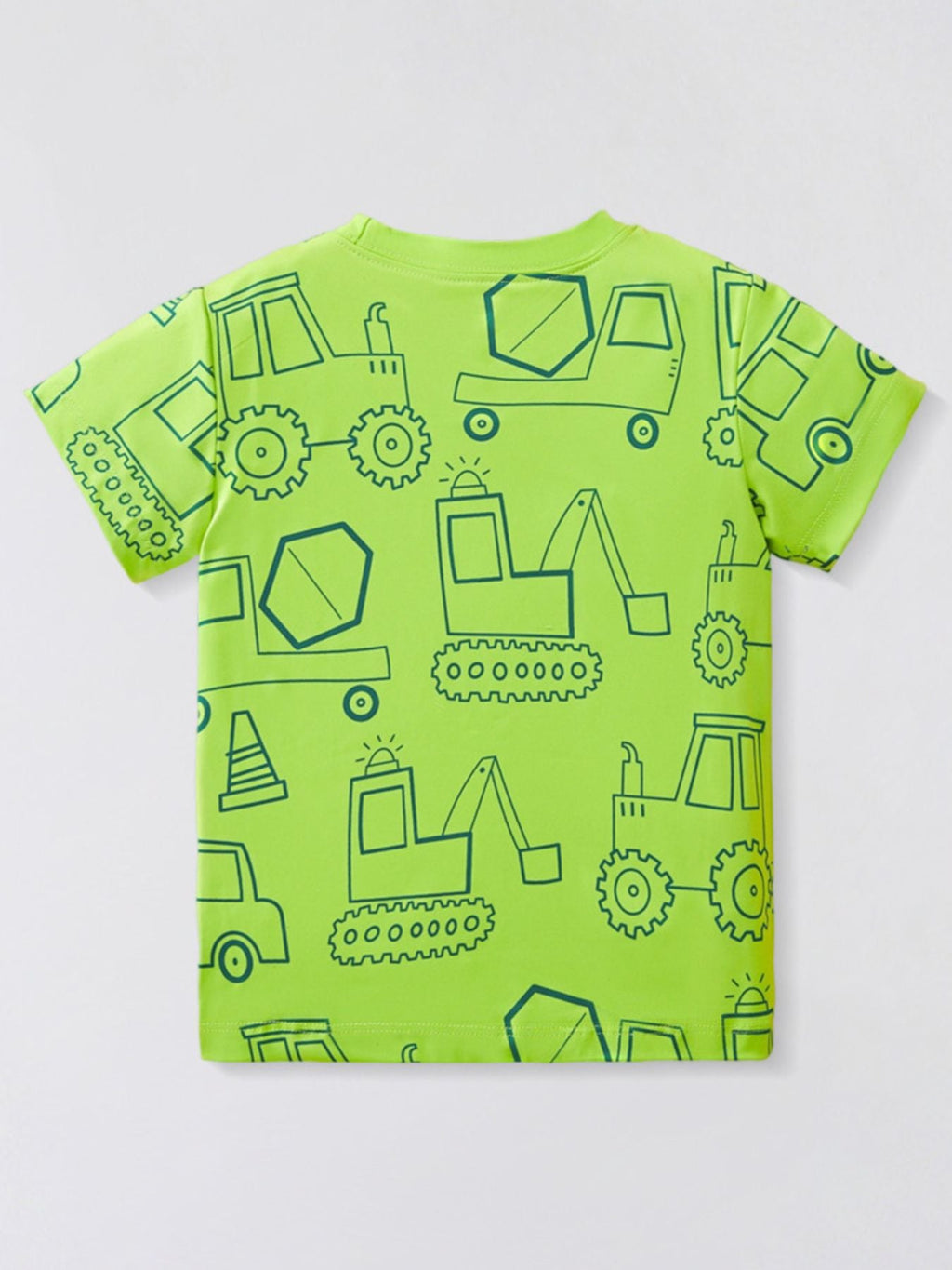 Children's Construction Vehicle Print Short Sleeve T-Shirt