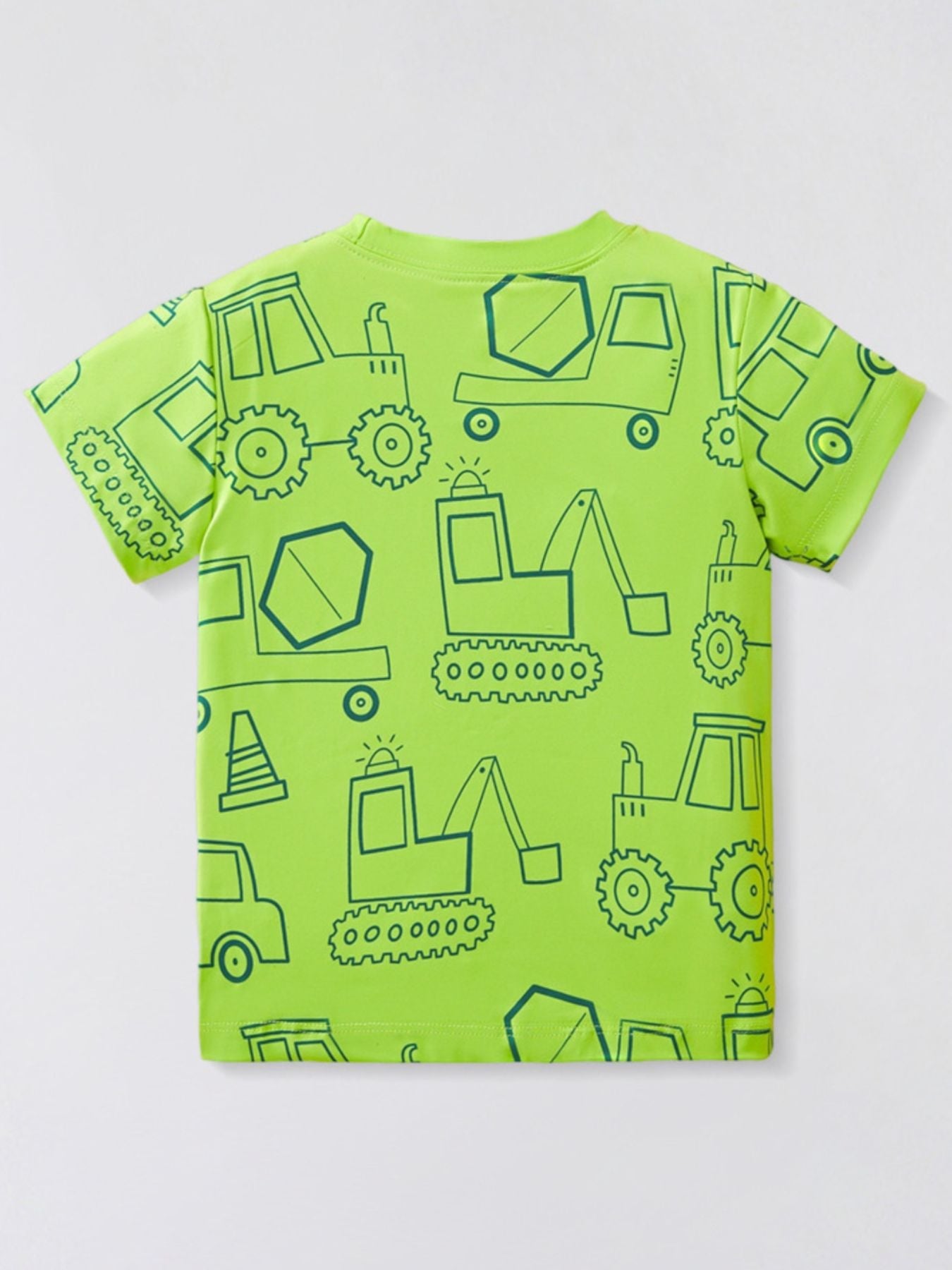 Children's Construction Vehicle Print Short Sleeve T-Shirt