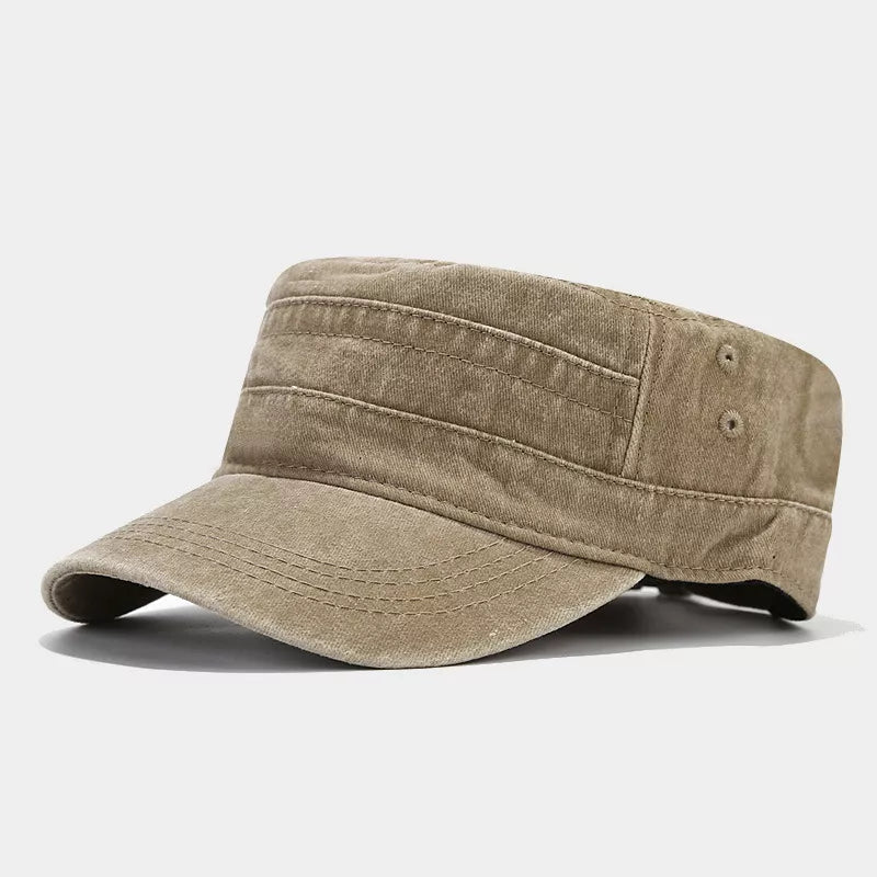 Vintage Washed Cotton Military Cadet Hat