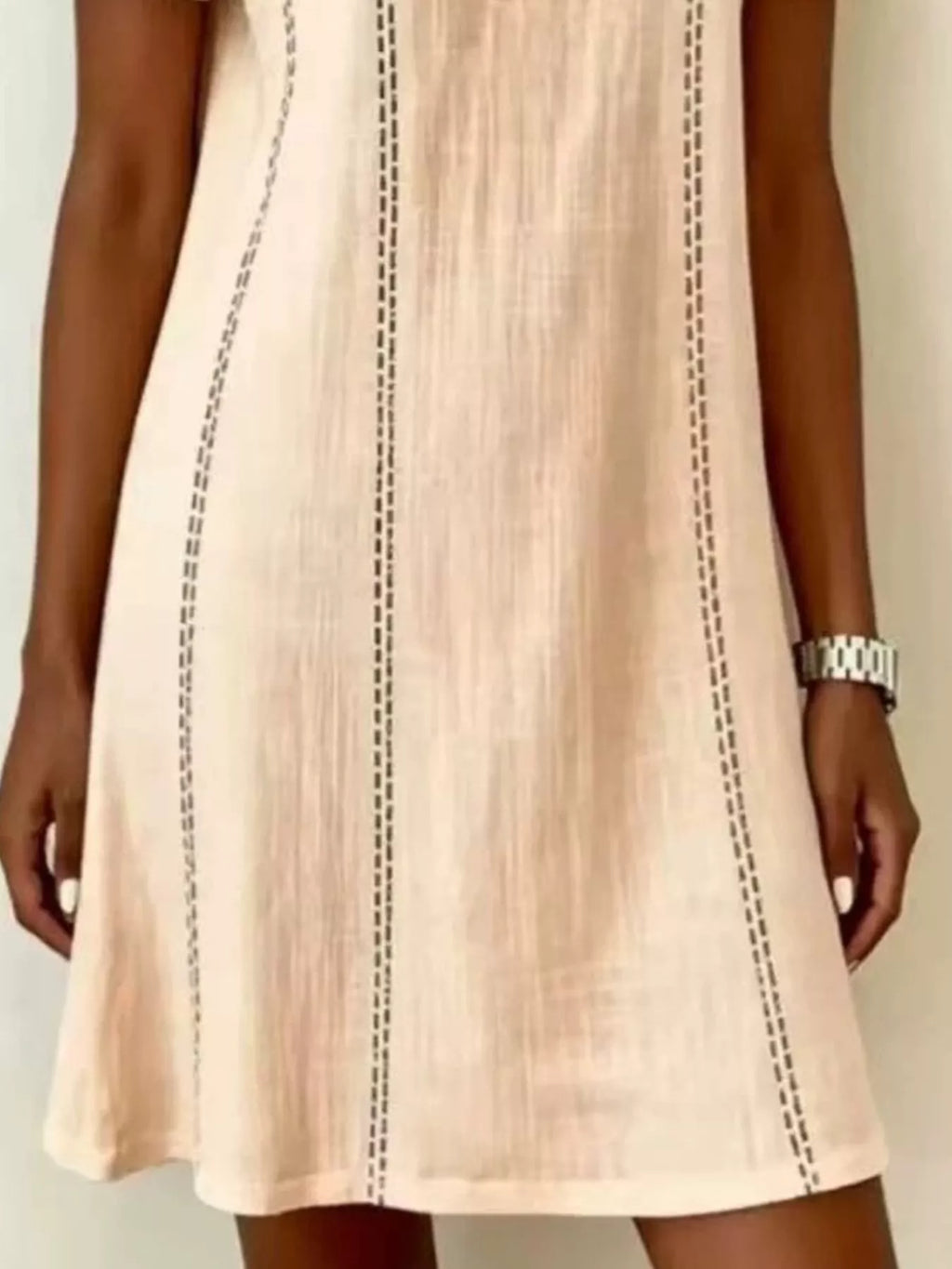Full Size Button Detail Short Sleeve Shift Dress Plus Size