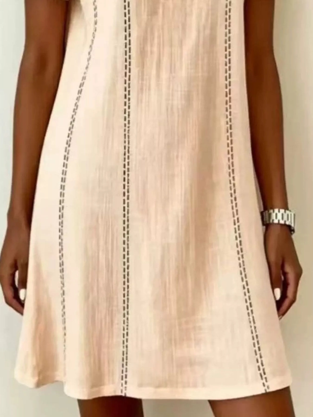 Full Size Button Detail Short Sleeve Shift Dress Plus Size