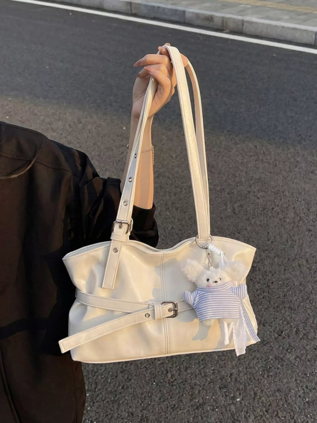 Buckle Decor Shoulder Bag