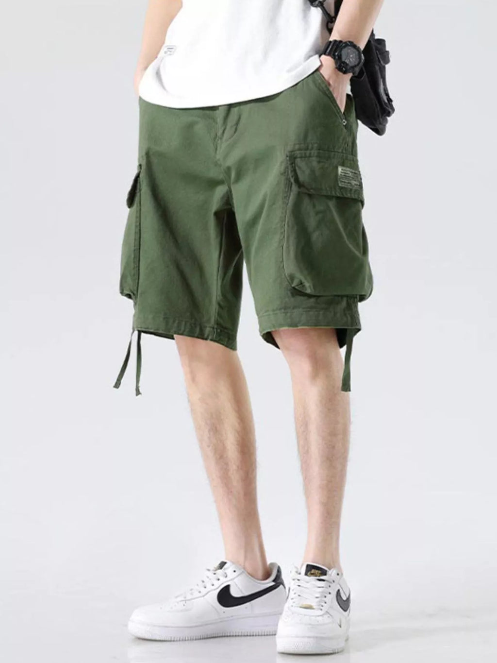 Men's Drawstring Wide Leg Cargo Shorts