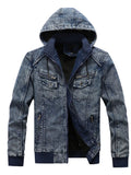 Men's Plus Size Zip Up Hooded Denim Jacket