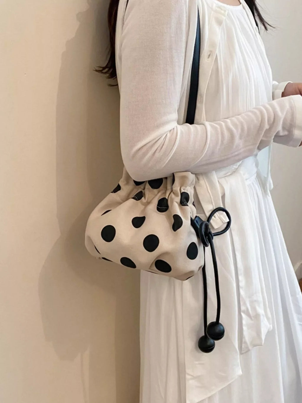 Polka Dot Drawstring Crossbody Bag