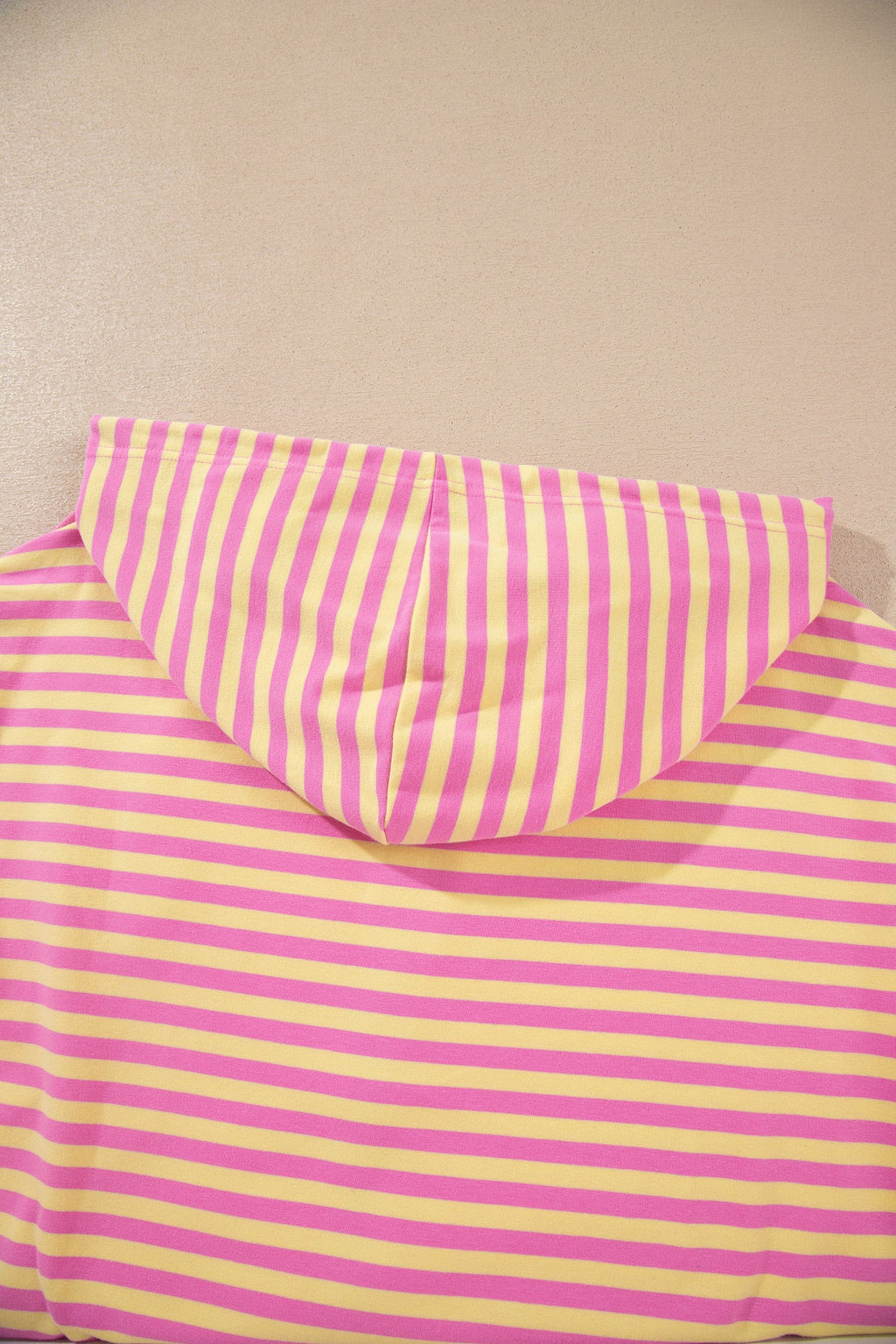 Rose Red Striped Long Sleeve Zip-Up Hoodie Drawstring Elastic Waist 2pcs Short Set
