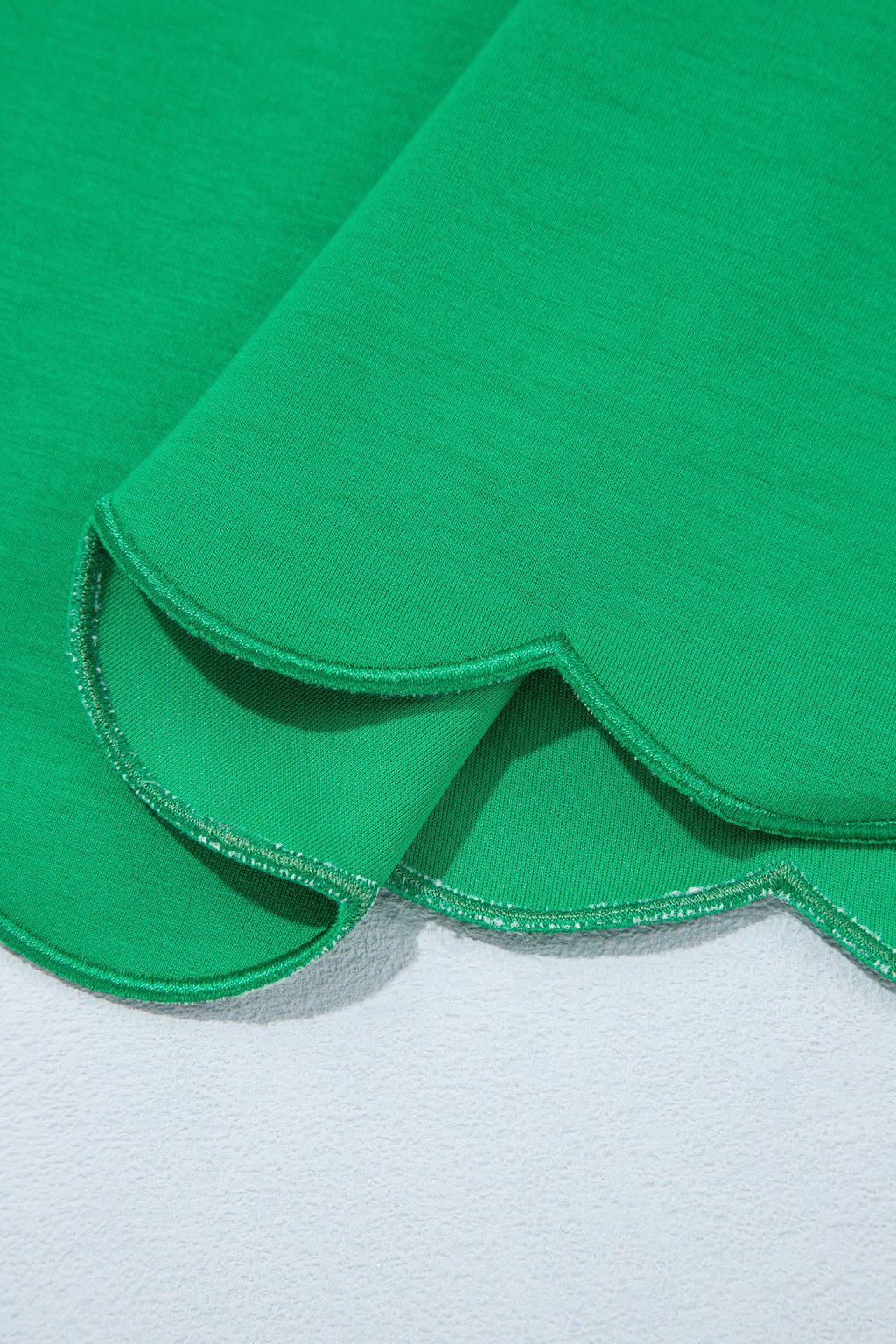 Bright Green Sleeveless Zip Front Scallop Hem Mini Dress