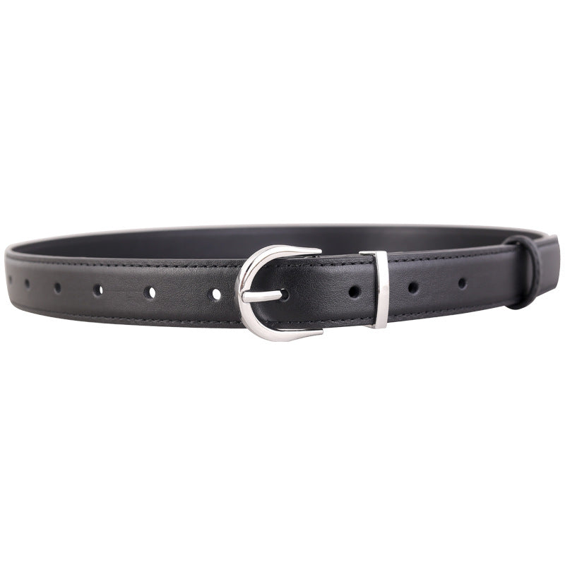 Silver Buckle Leather Belt