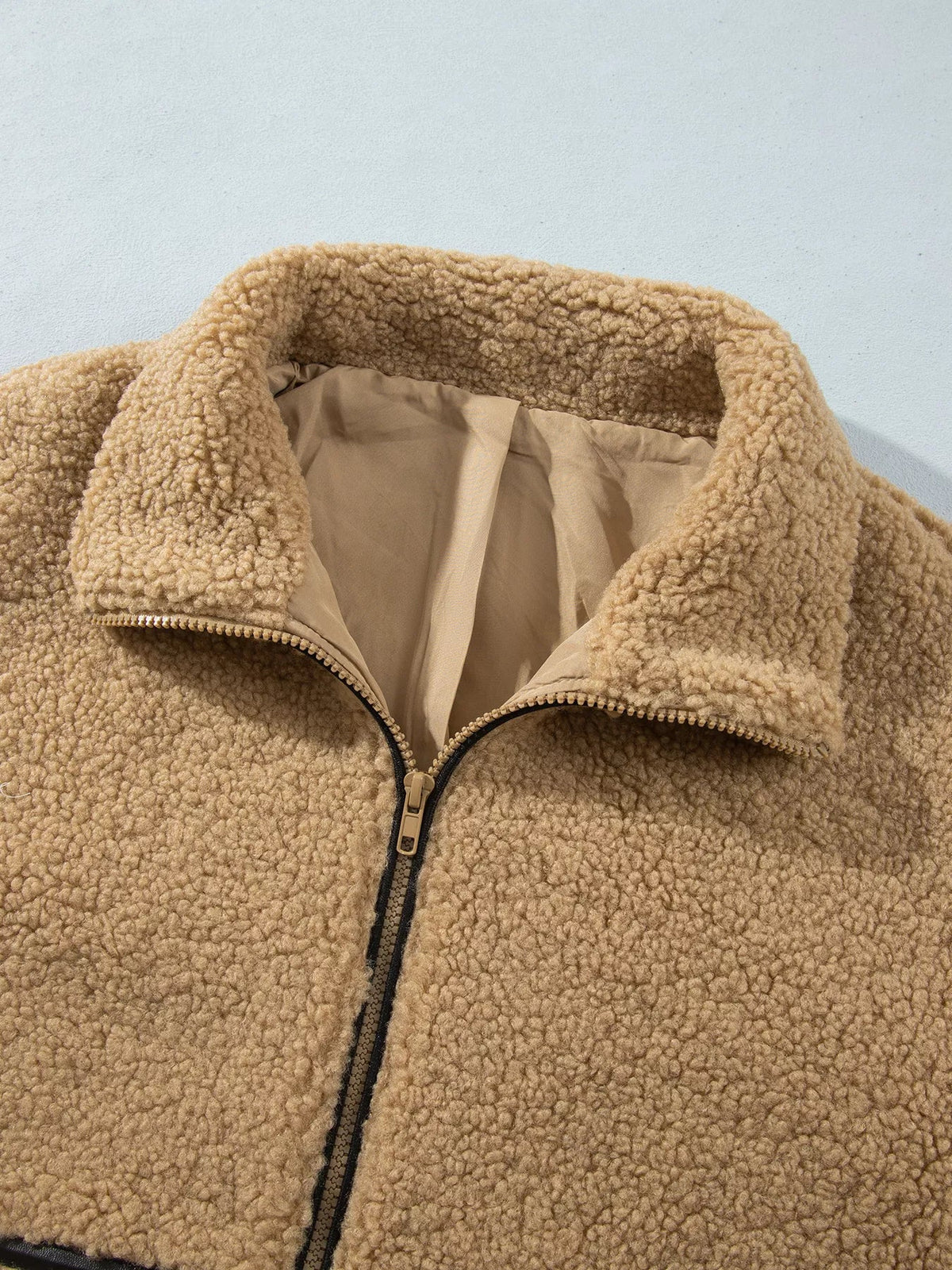 Drop Shoulder Collar Long Sleeve Fleece Regular Fit Jacket