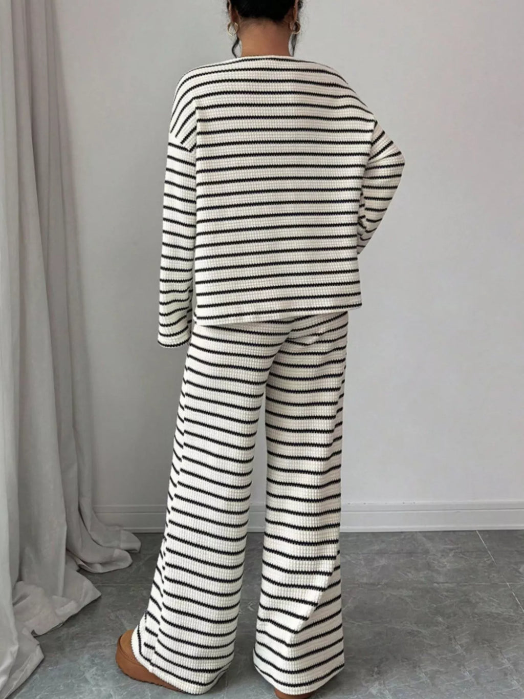 Striped Relaxed Fit Top and Pants Set
