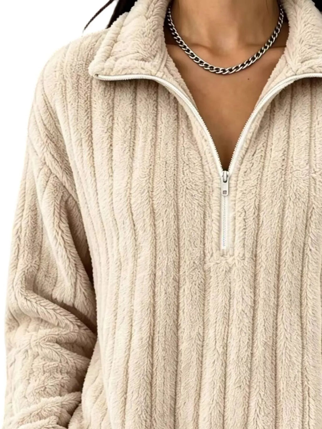 Quarter-Zip Dropped Shoulder Sweatshirt