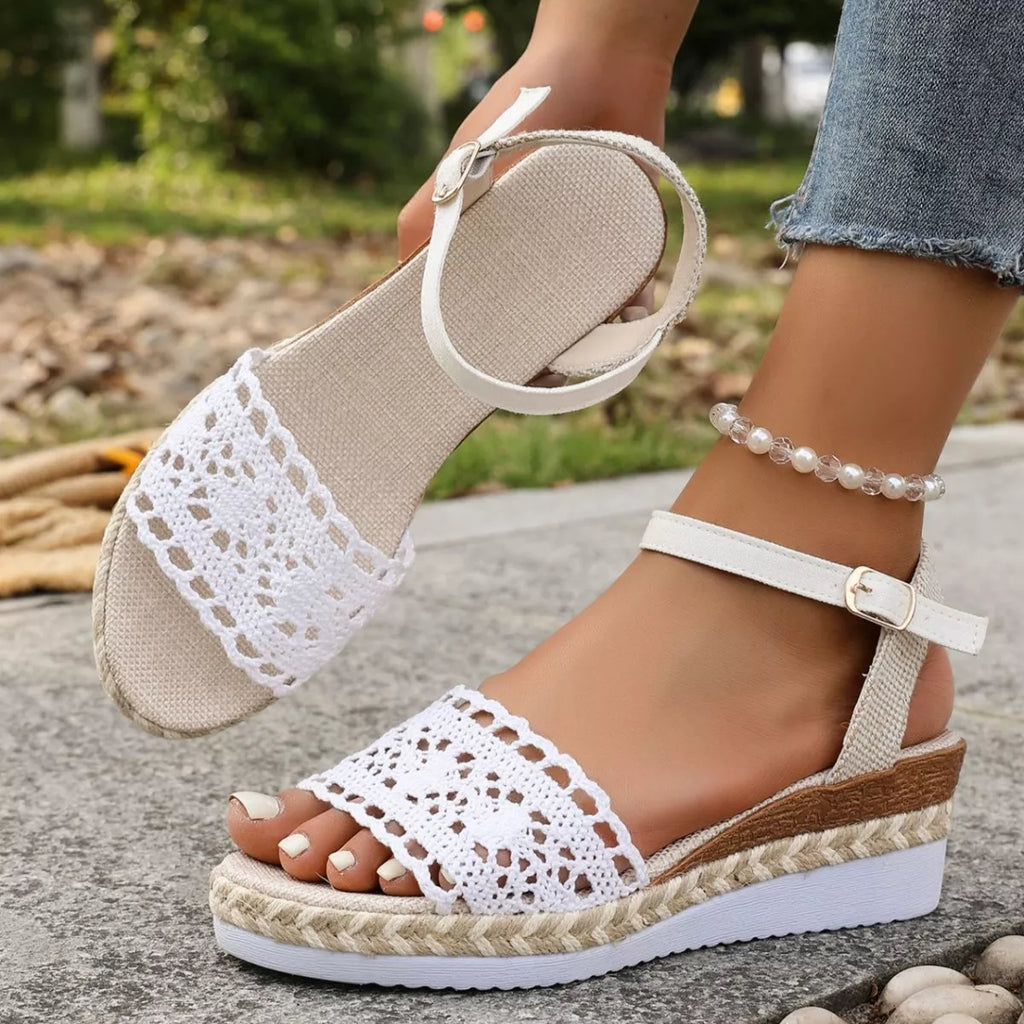 Crochet Espadrille Platform Sandals