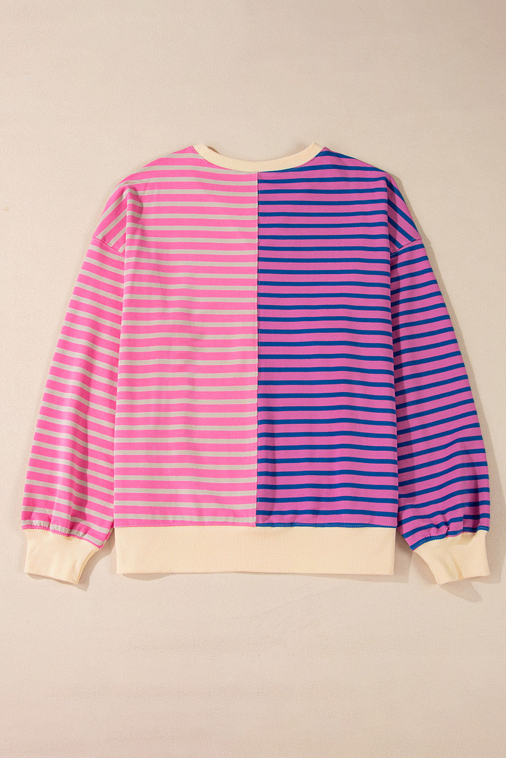 Stripe Colorblock Drop Shoulder Oversized Sweatshirt
