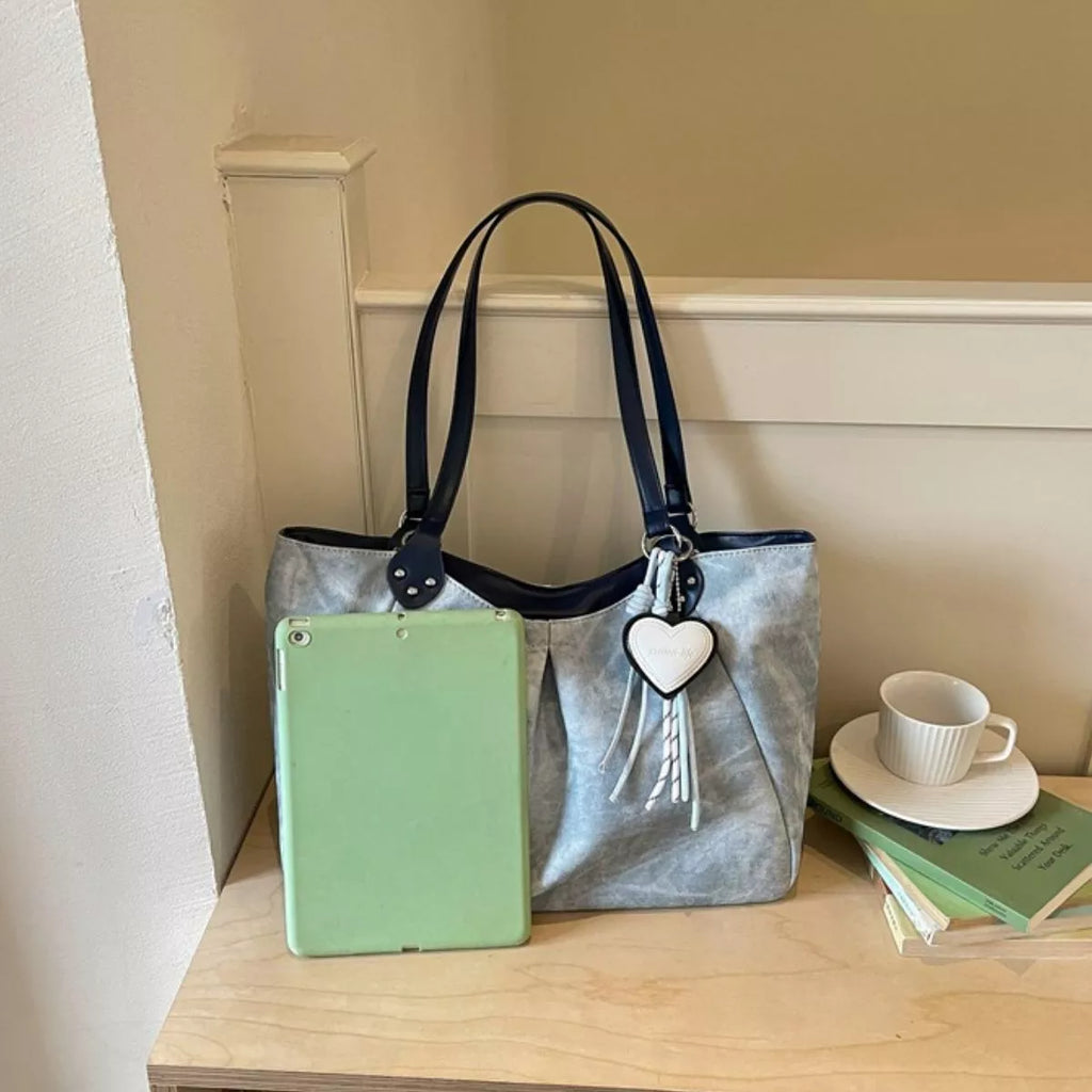Ruched PU Leather Shoulder Bag