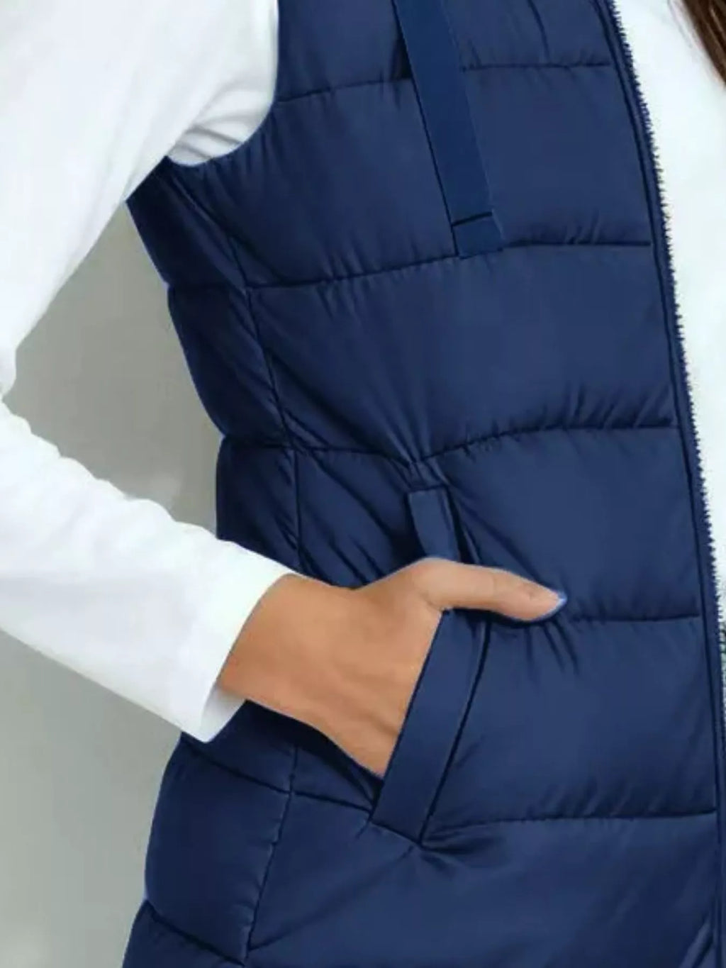 Zip Up Longline Hooded Puffer Vest Coat