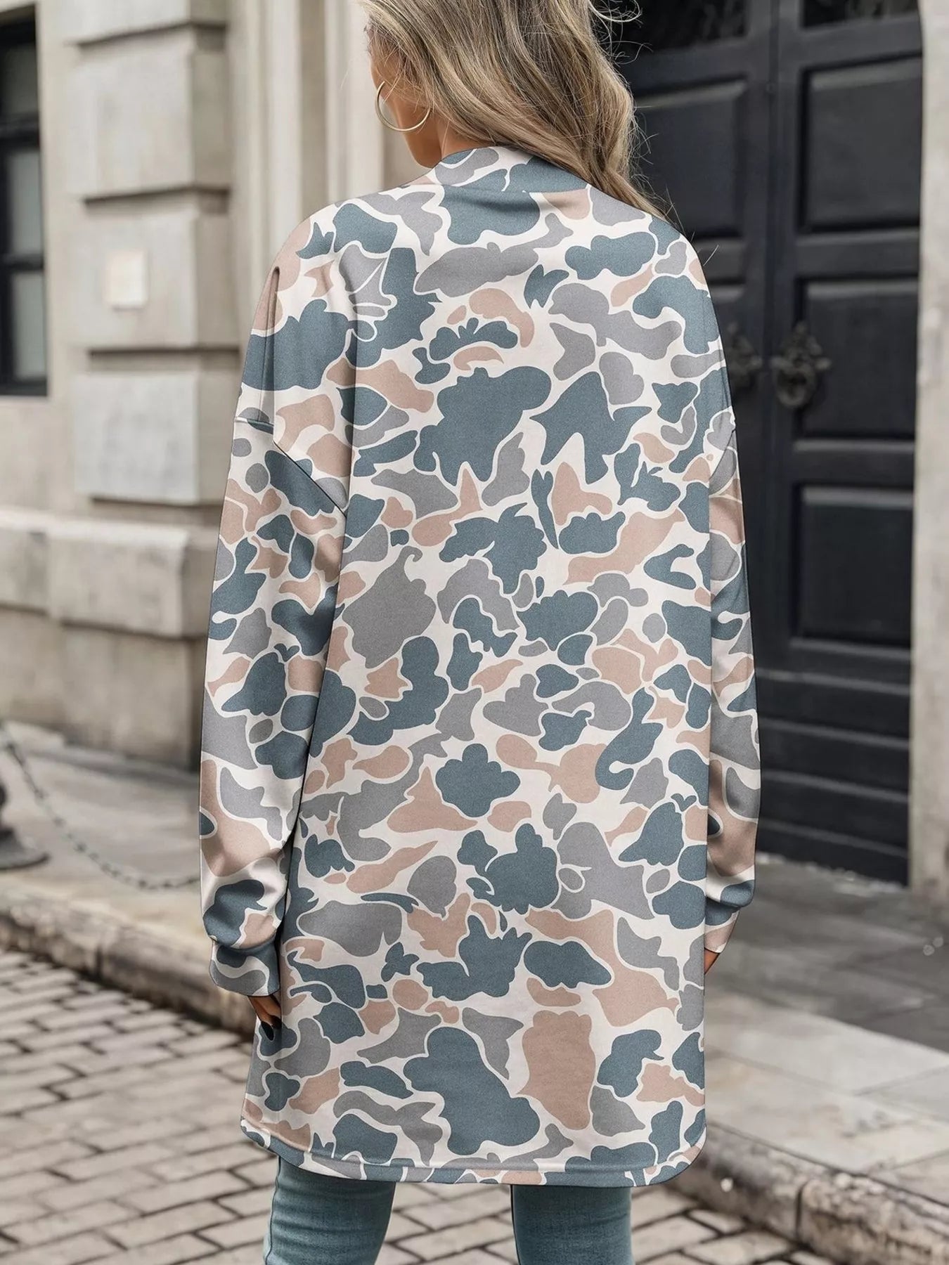 Printed Open Front Cardigan