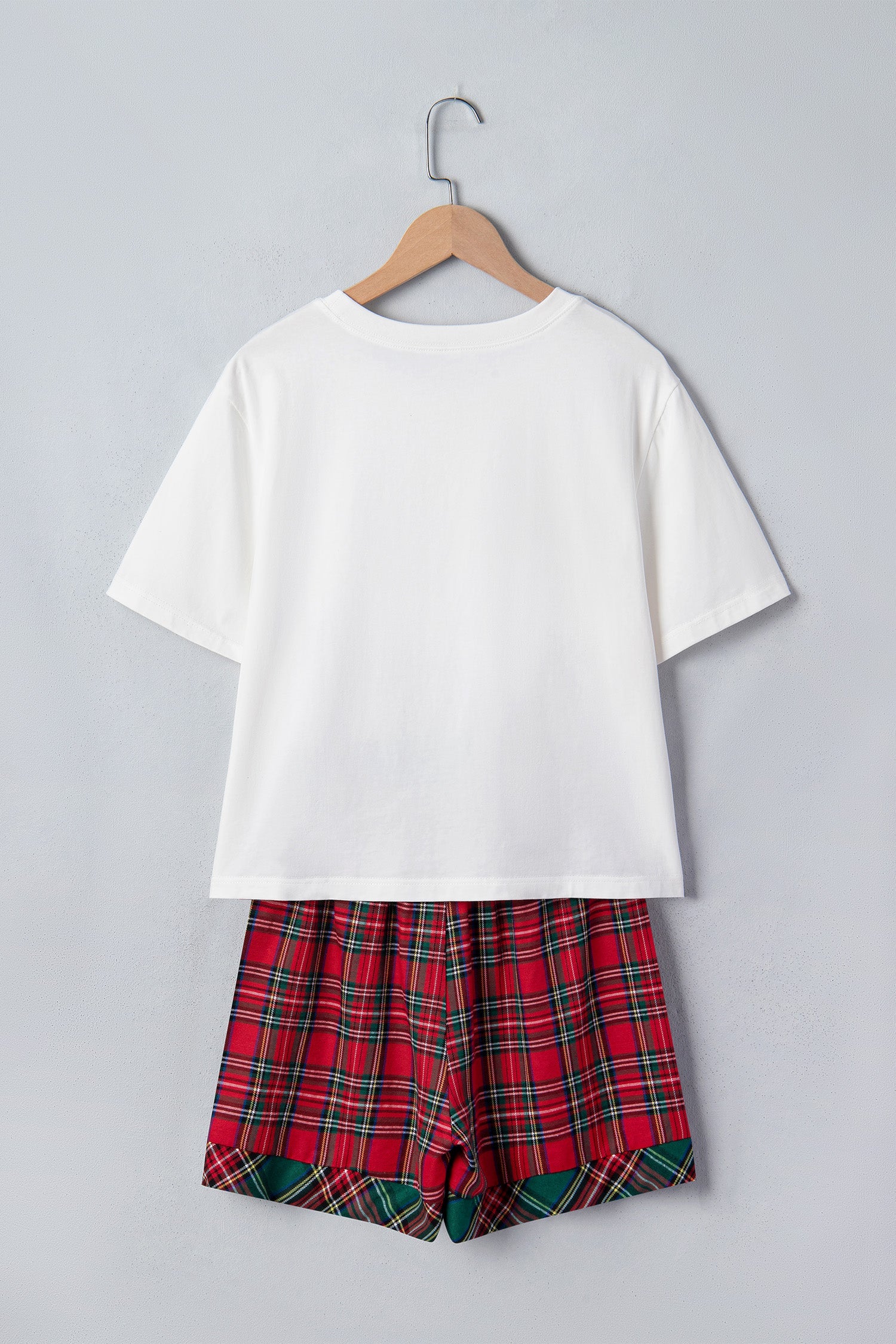 Christmas Plaid MERRY Graphic Top & Shorts Set