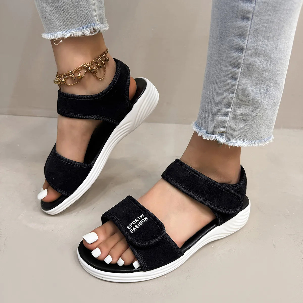 Velcro Strap Open Toe Sandals