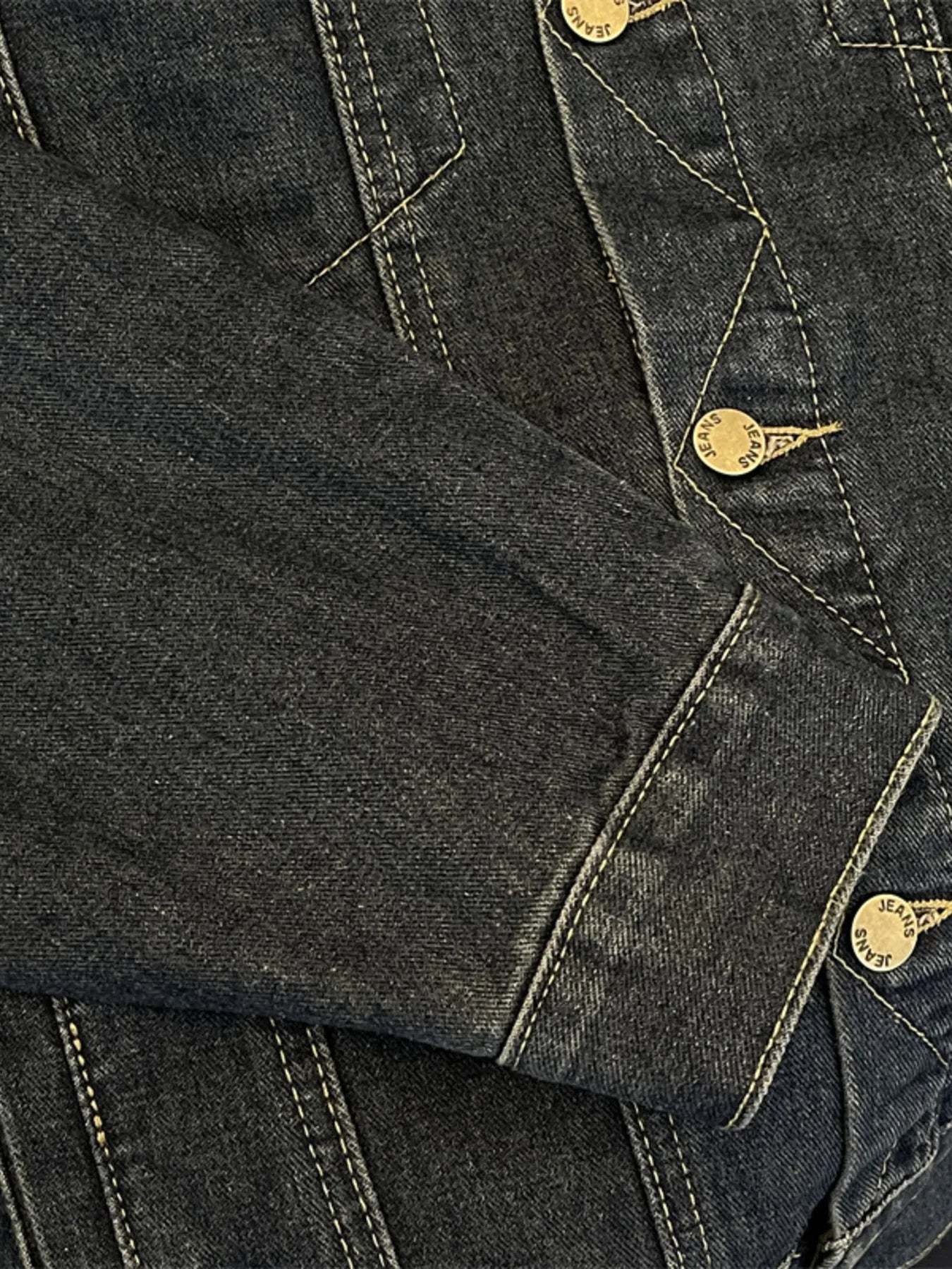Men's Plus Size Corduroy Collar Button Up Denim Jacket