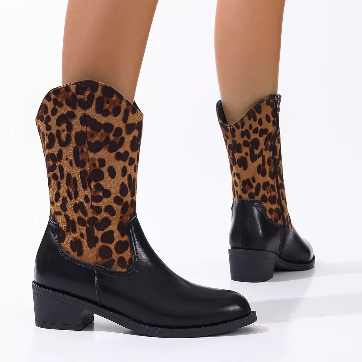 Point Toe Block Heels Boots
