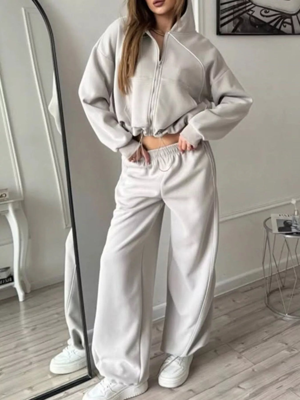 Fleece Zip-Up Hoodie and Joggers Set