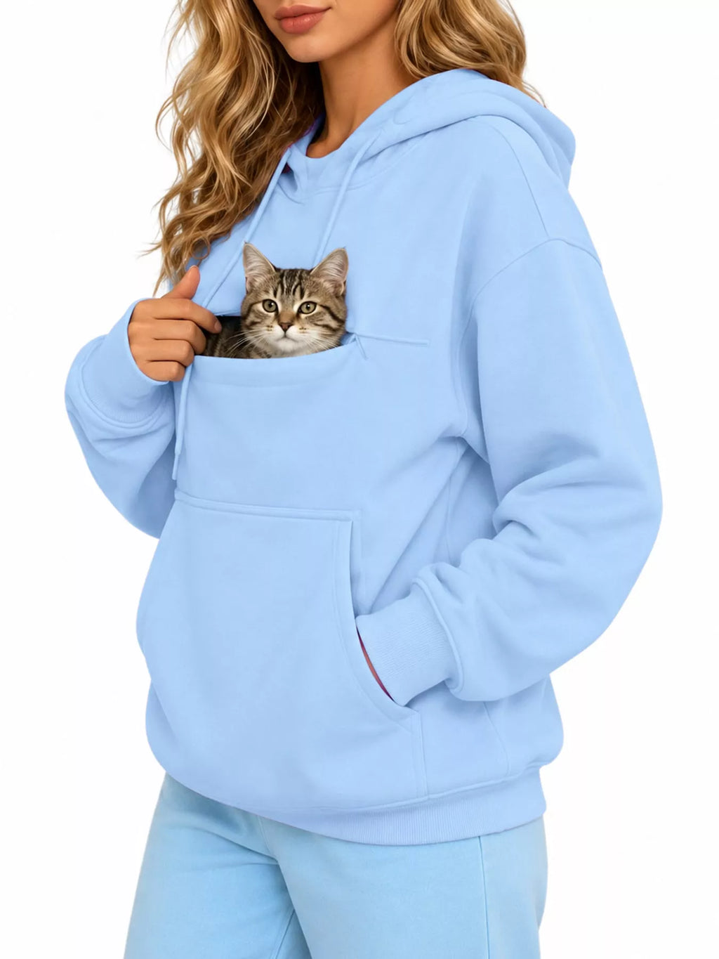 Full Size Cat Pouch Drawstring Hoodie Plus Size