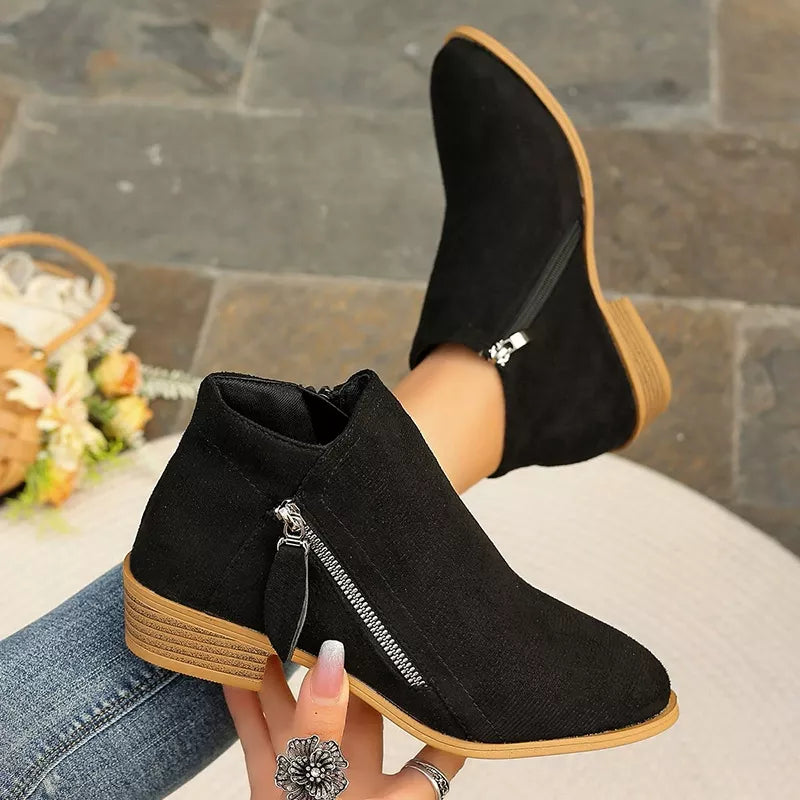 Point Toe Block Heels Boots