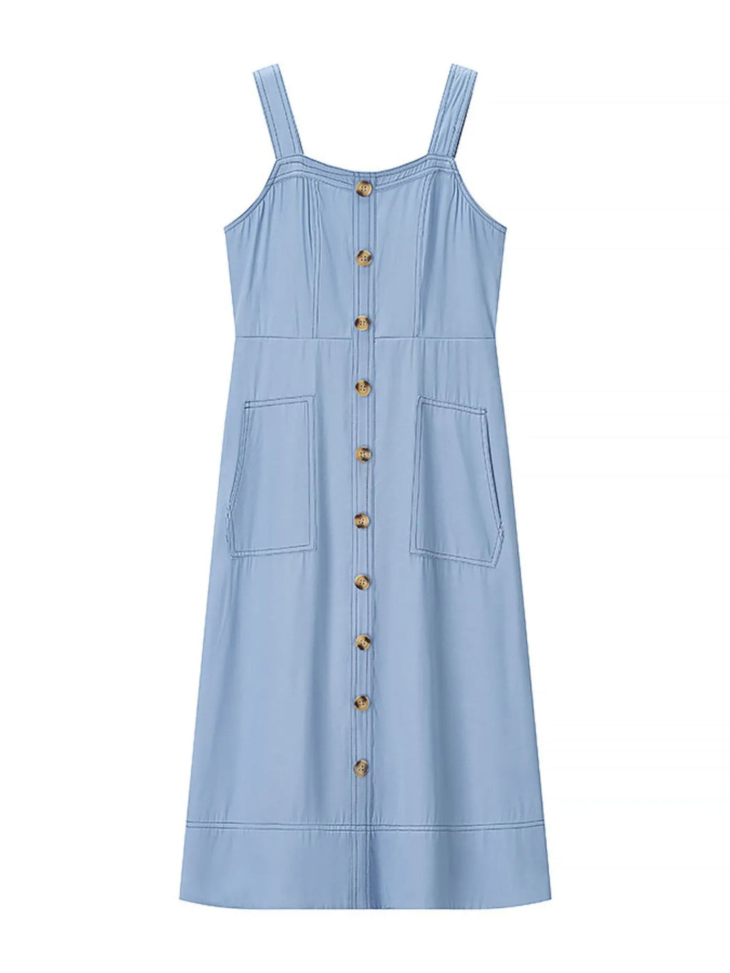 Wide Strap Sweetheart Neck Denim Dress