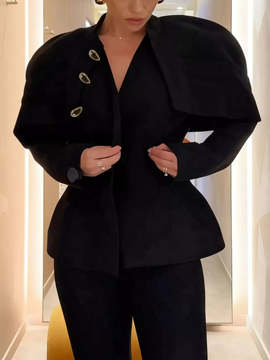 Cape-Style Button Up Outerwear
