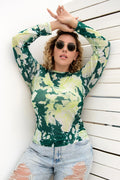 Printed Round Neck Long Sleeve Blouse