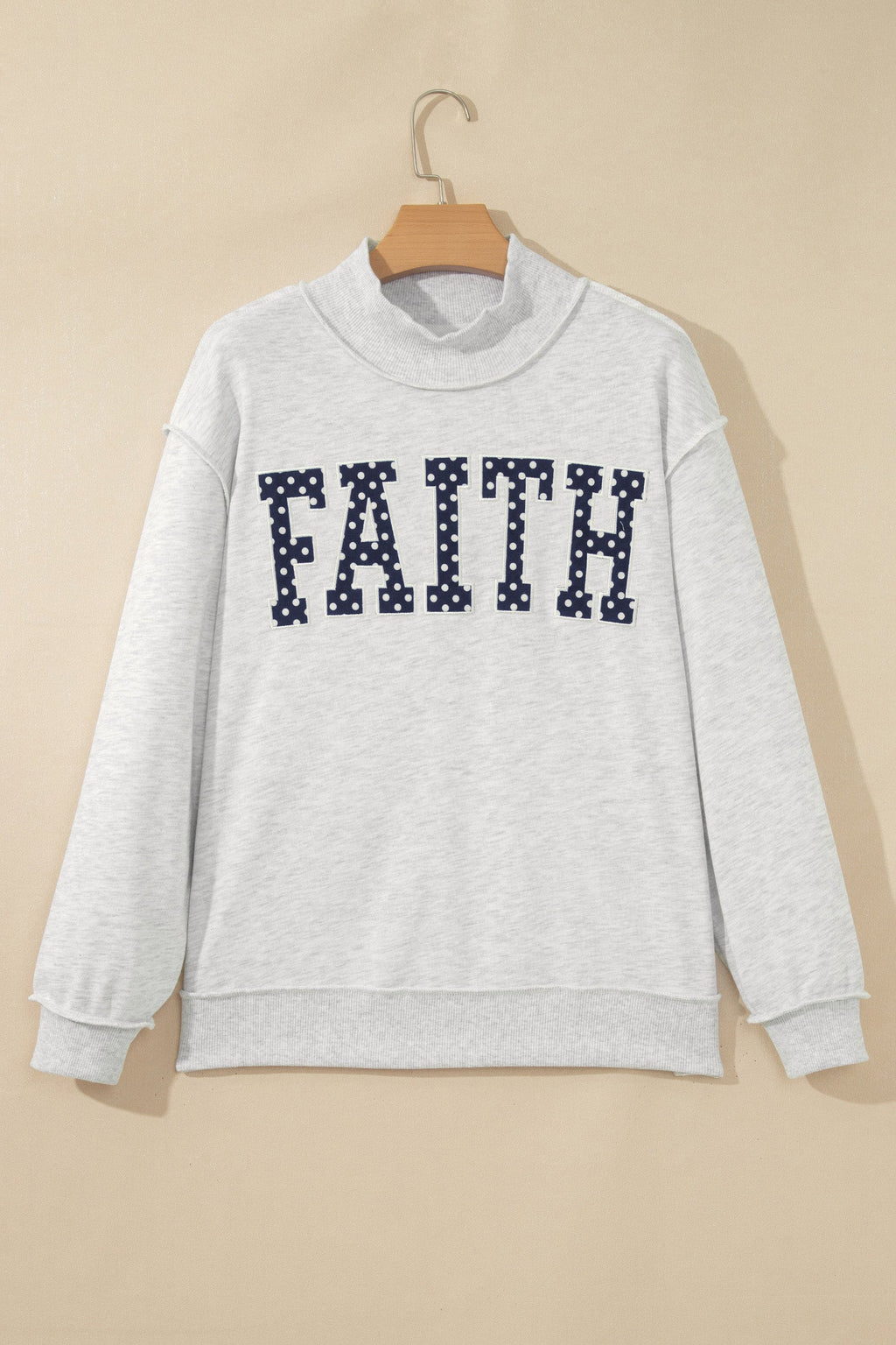 Plus Size JESUS/FAITH Letter Print Mock Neck Sweatshirt